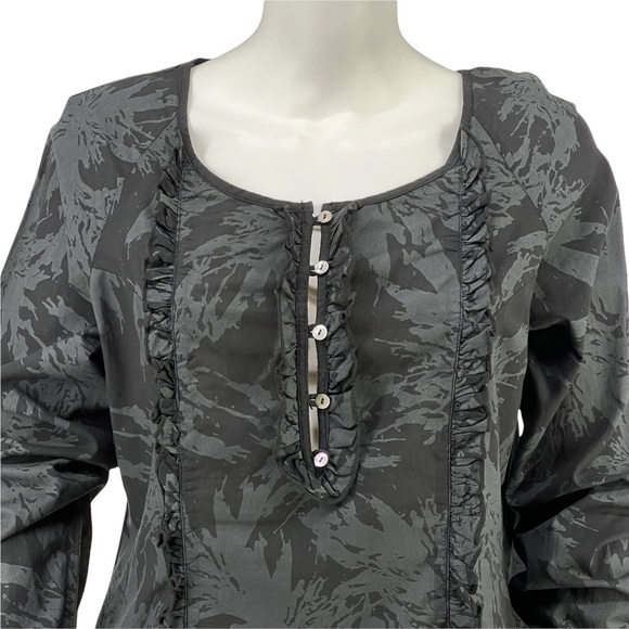 STEWART + BROWN 100% Organic Cotton Black / Grey Blouse L - Picture 2 of 7